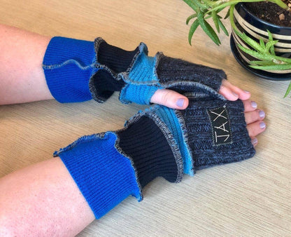 Fingerless Gloves Solid Color(s) rainbow Upcycled from sweaters