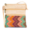 Cork Women's Double Zip Flower print Crossbody Bag