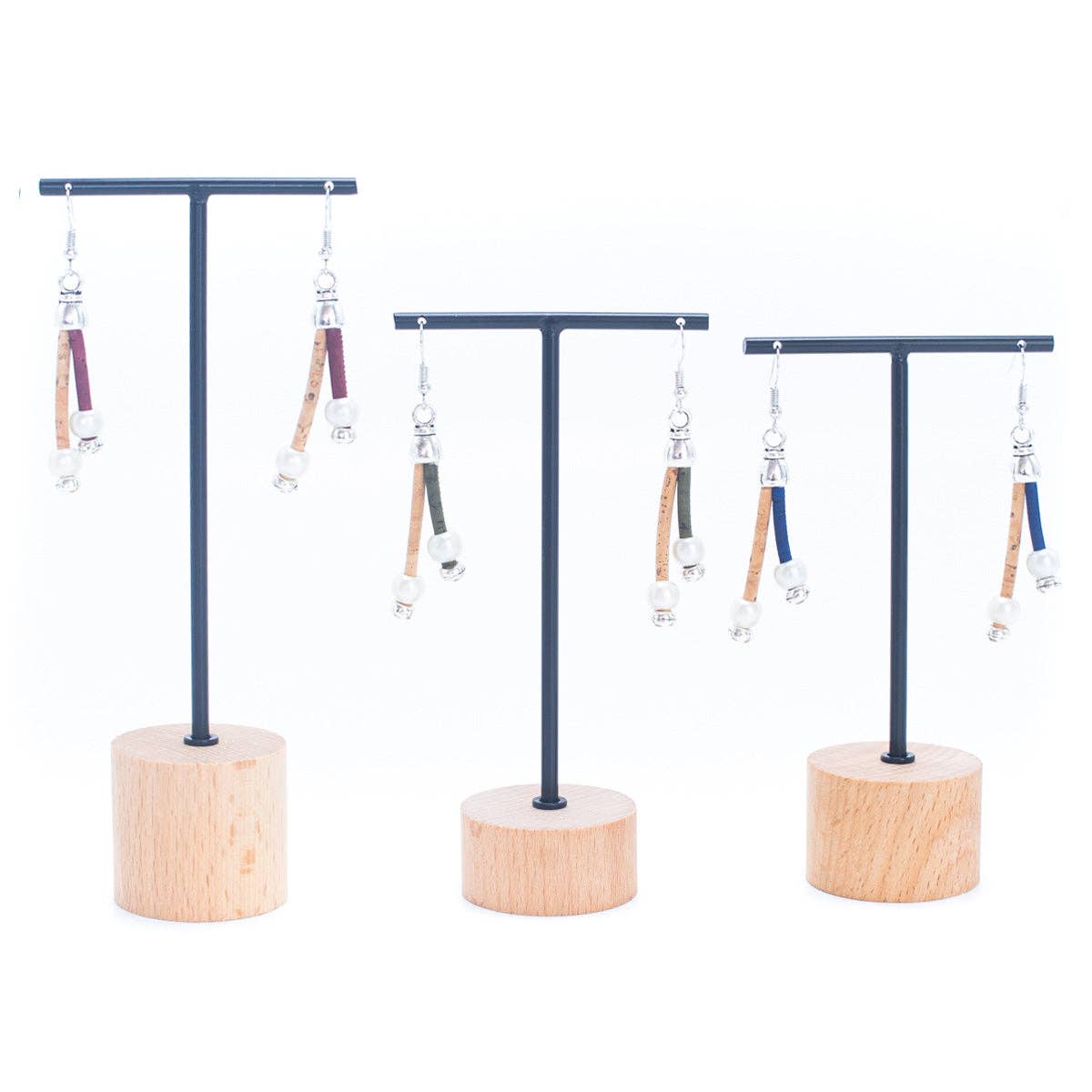 Dual color cork handmade earrings