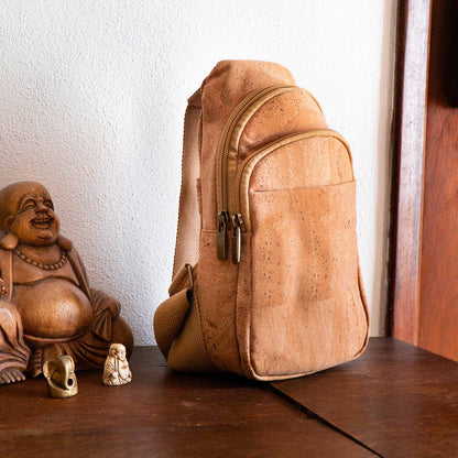 Natural Cork Brown and Black Sling Bag