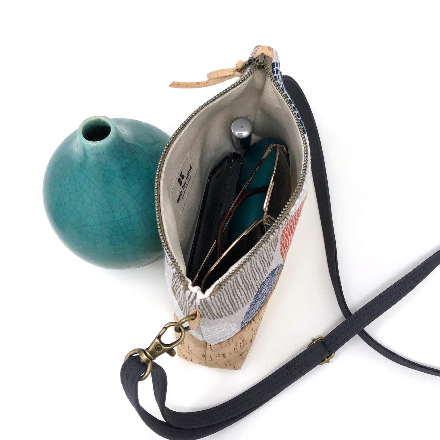 Poppies on the Hill Organic Cotton & Natural Cork Crossbody