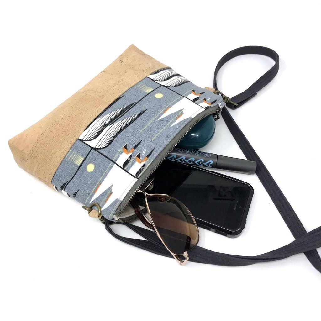 Spring Flowers Organic Cotton & Cork Crossbody