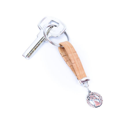 Kitten Pendant & colored Cork handmade keychains