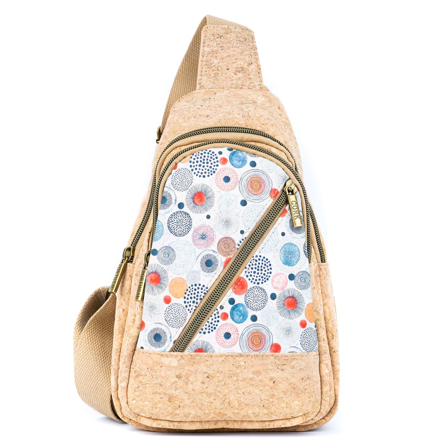 Cork Sling Bag with Printed Front Panel