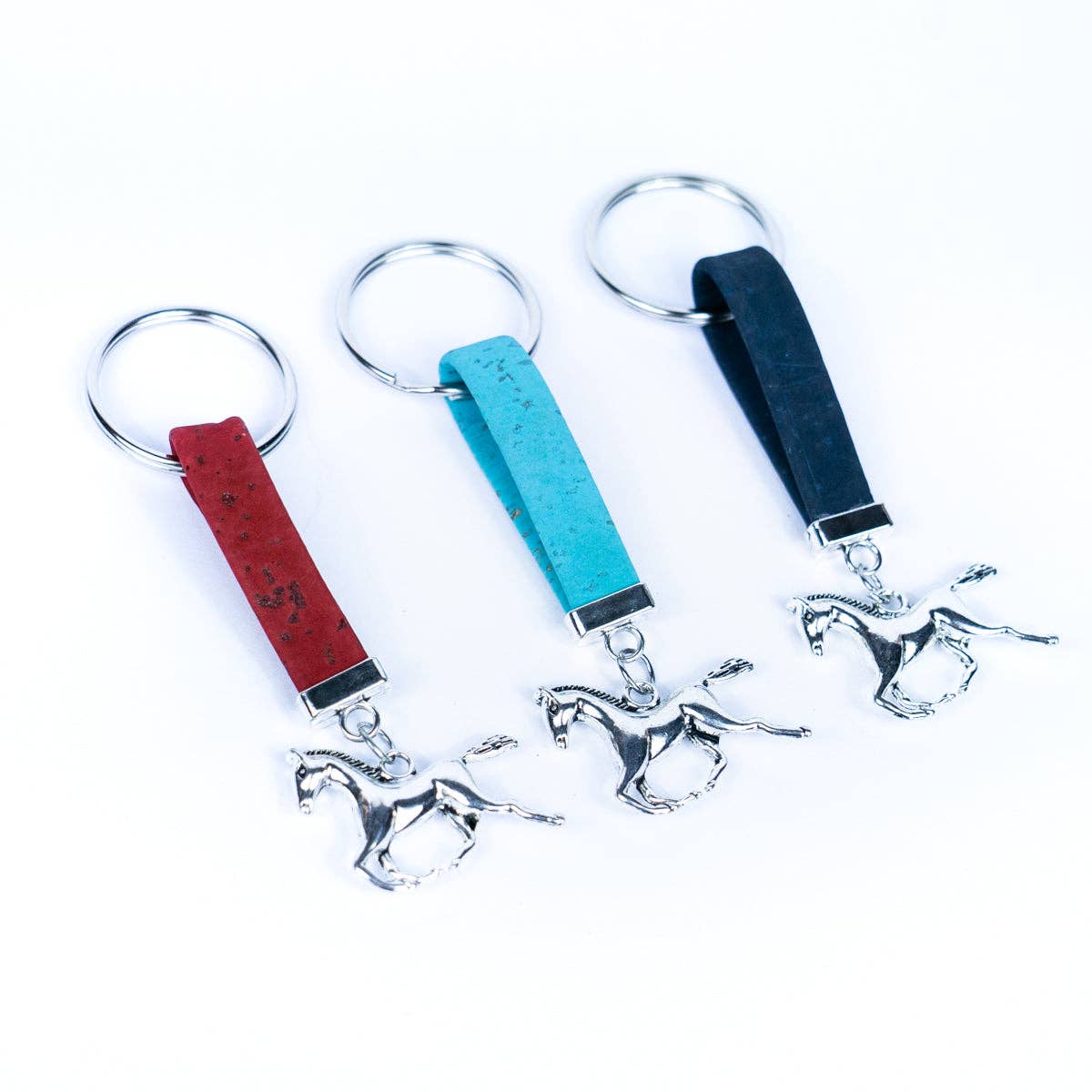 Horse Pendant & Colored cork handmade keychains