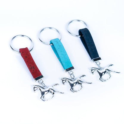 Horse Pendant & Colored cork handmade keychains