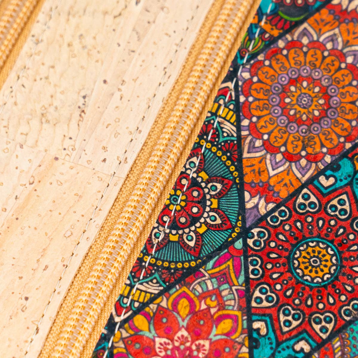 Cork Women's Double Zip Flower print Crossbody Bag