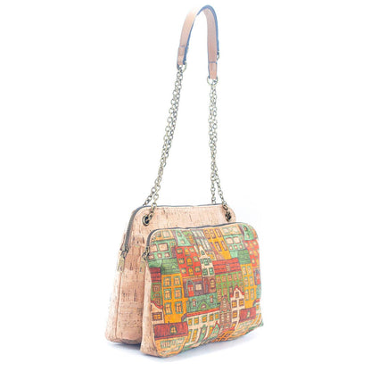 Messenger Patterned Natural Cork bag