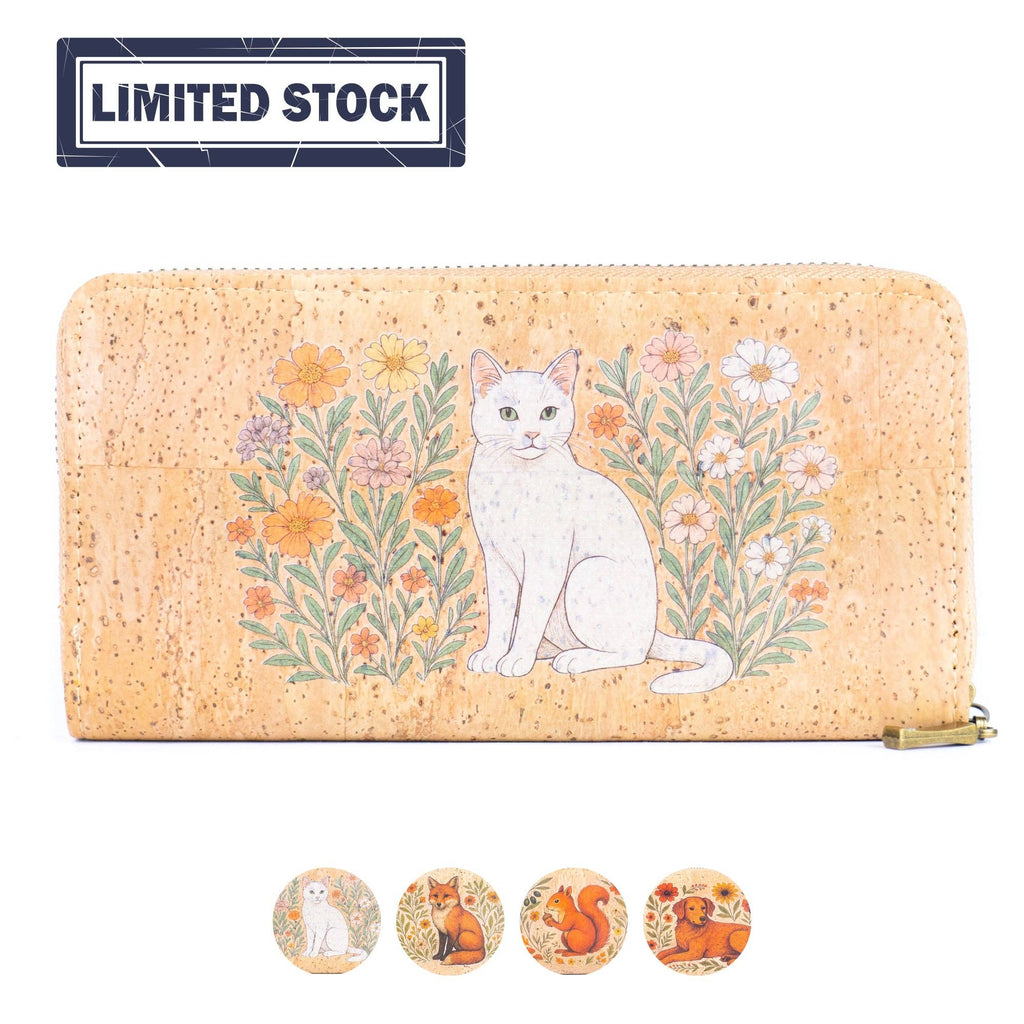 Animal Floral Design Cork Wallet