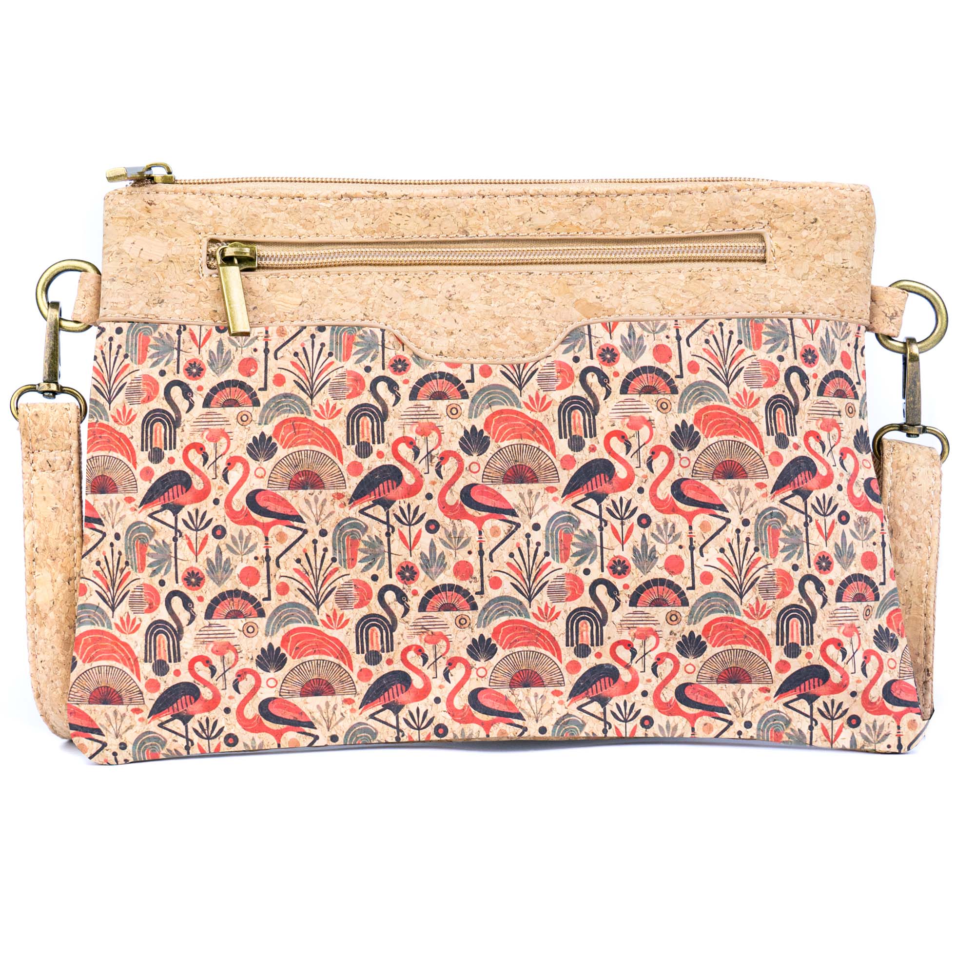 Printed Natural Cork Crossbody Bag & Clutch