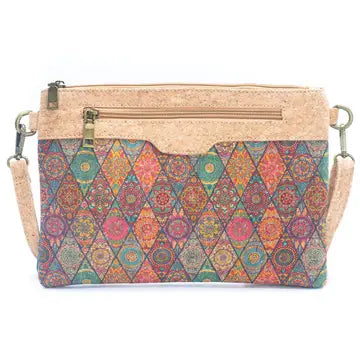Printed Natural Cork Crossbody Bag & Clutch