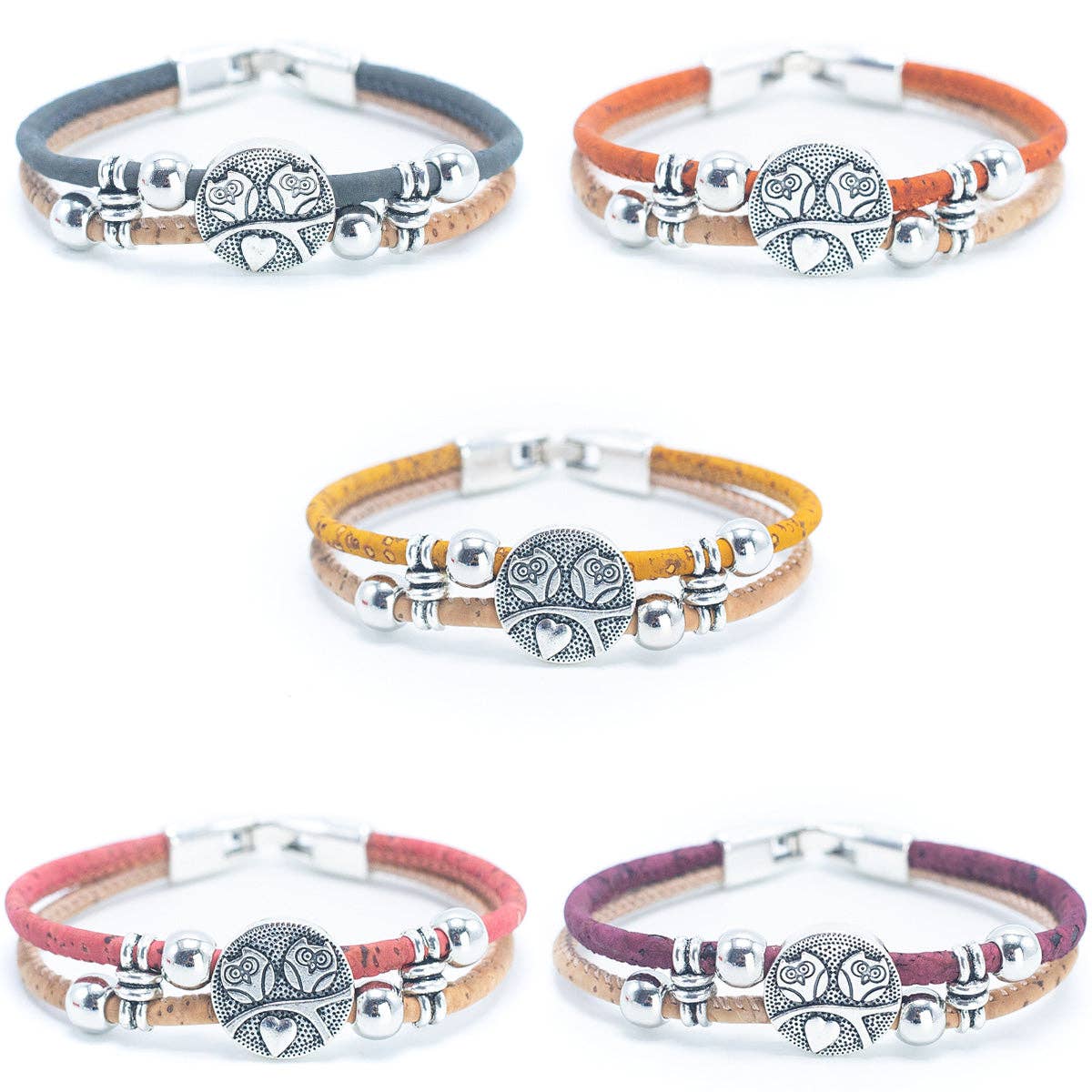 Rose Bead & Colorful Cork Bracelet