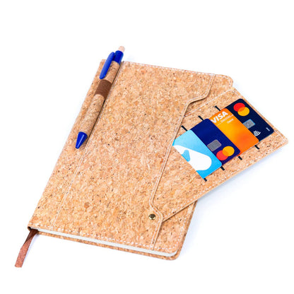 Cork Dairy Notebook with Card Holder and Pen Holder