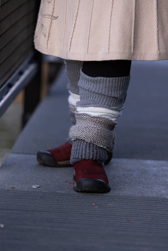 Legwarmers Cream and Grey Upcycled from Sweaters