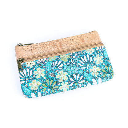 Chic Dual-Zipper Printed Cork Wallet