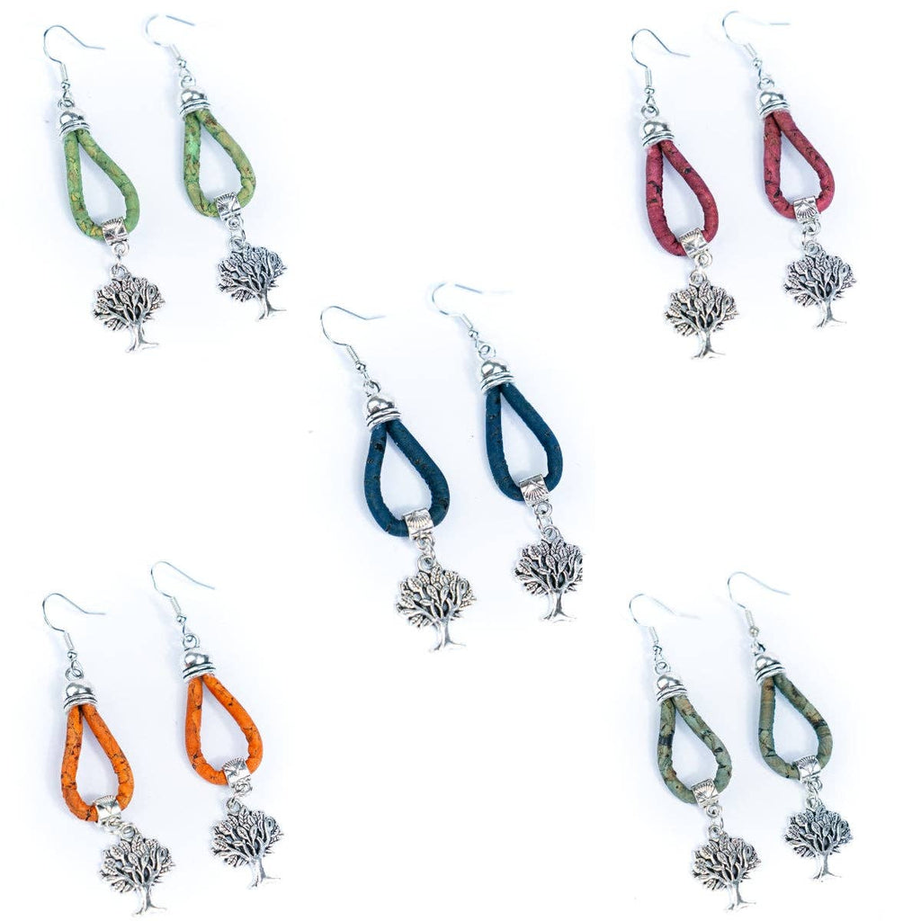 Tree cork Handmade women's earrings