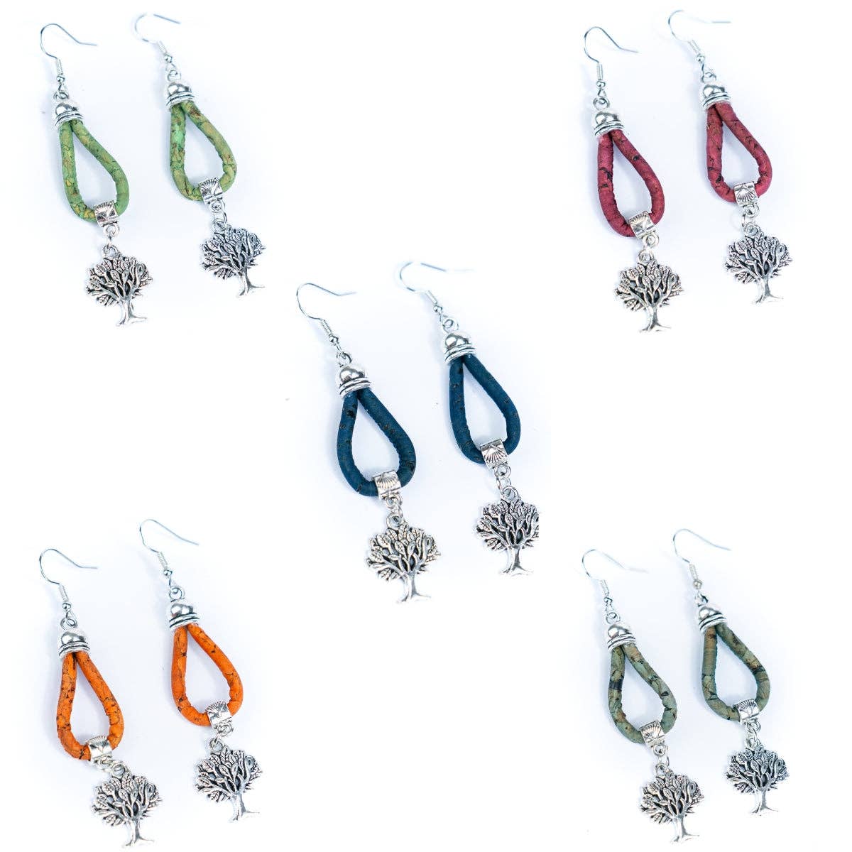 Tree cork Handmade women's earrings