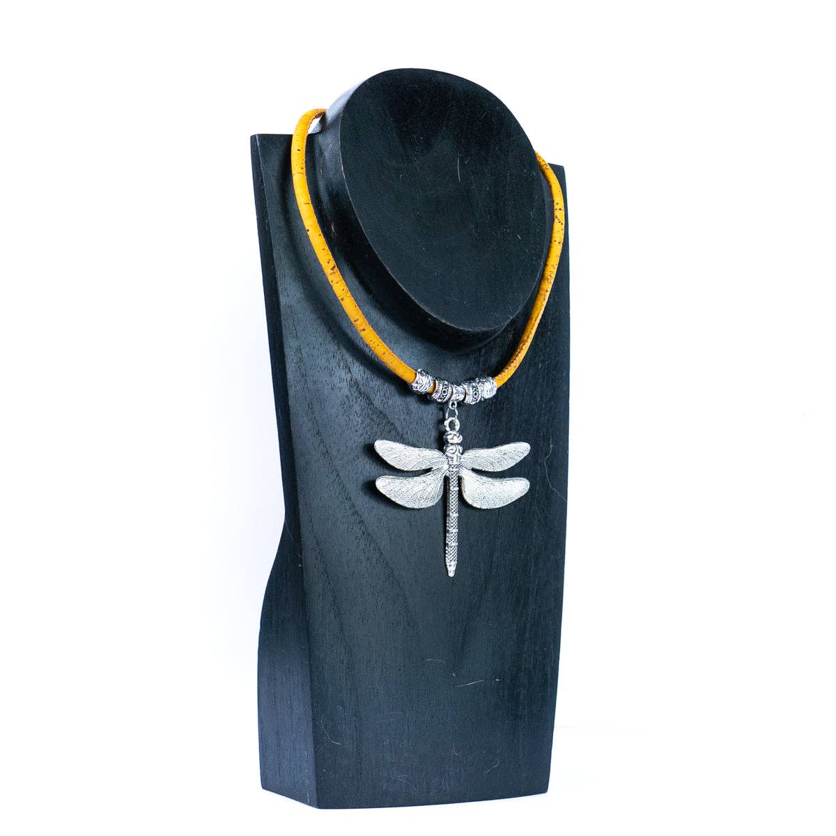 Textured dragonfly handmade Colored cork necklace