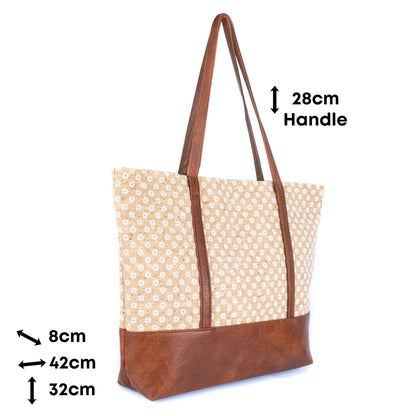 Cork Tote Bag with Vegan Leather Straps