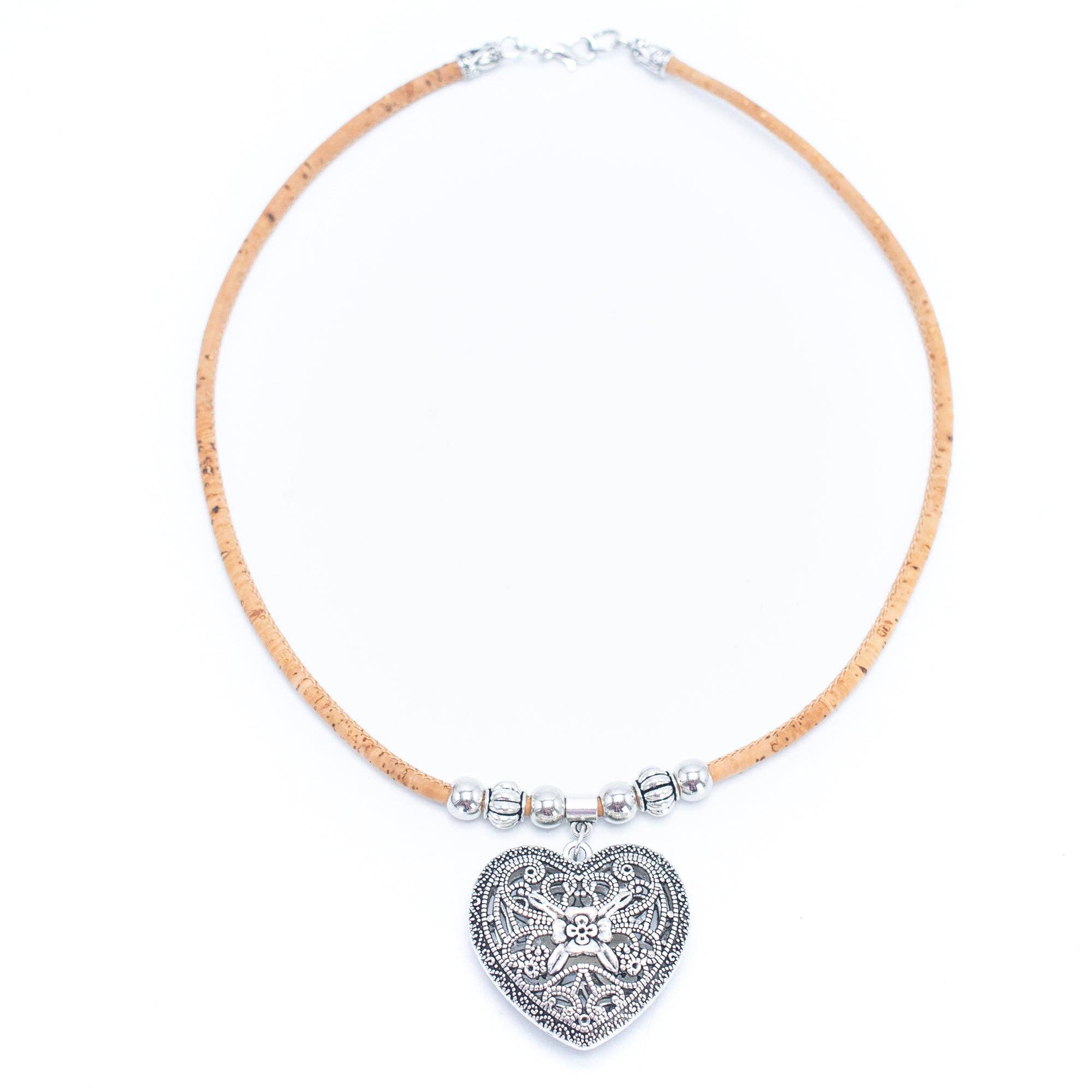 Heart pendant Colorful Cork Necklace cork  necklace