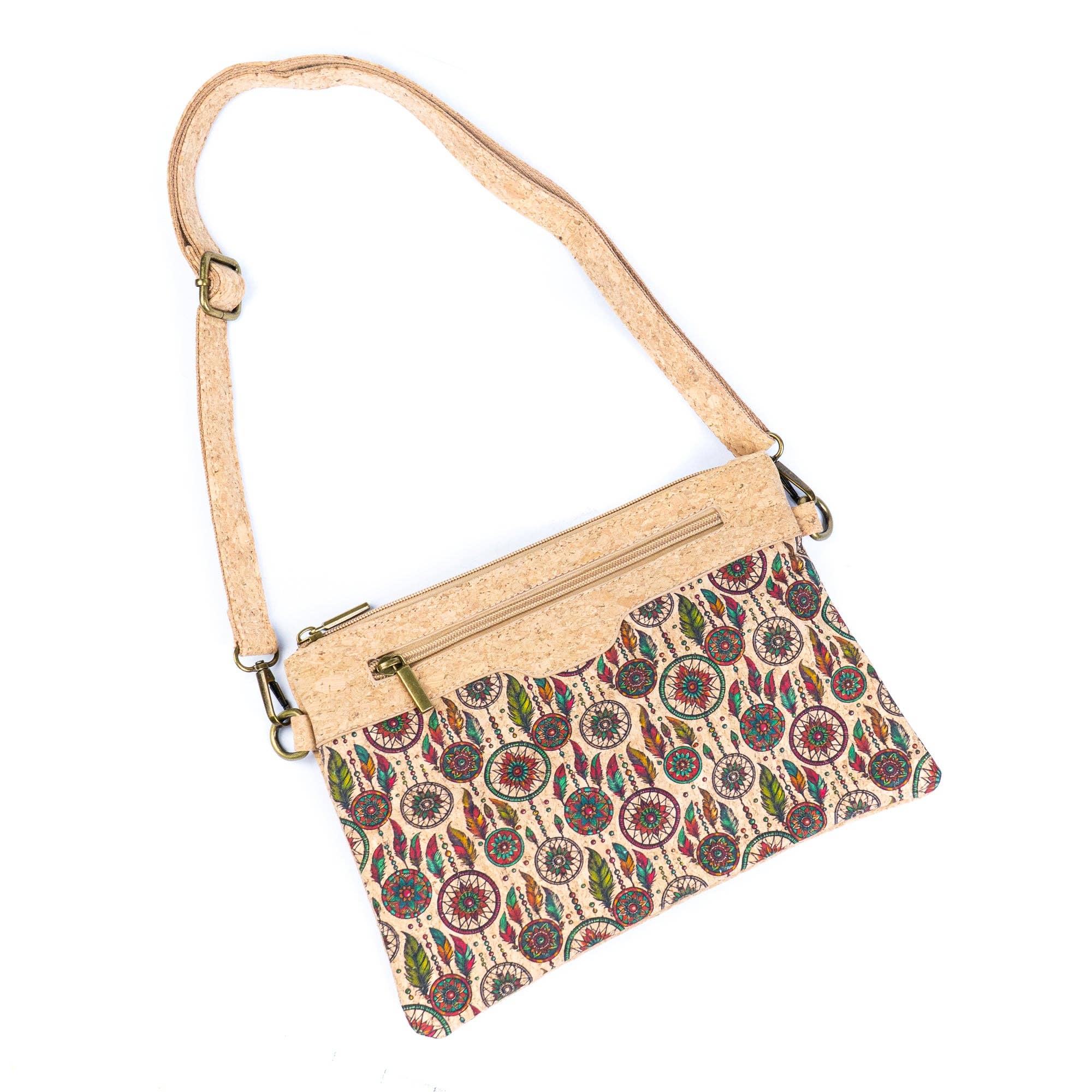 Printed Natural Cork Crossbody Bag & Clutch
