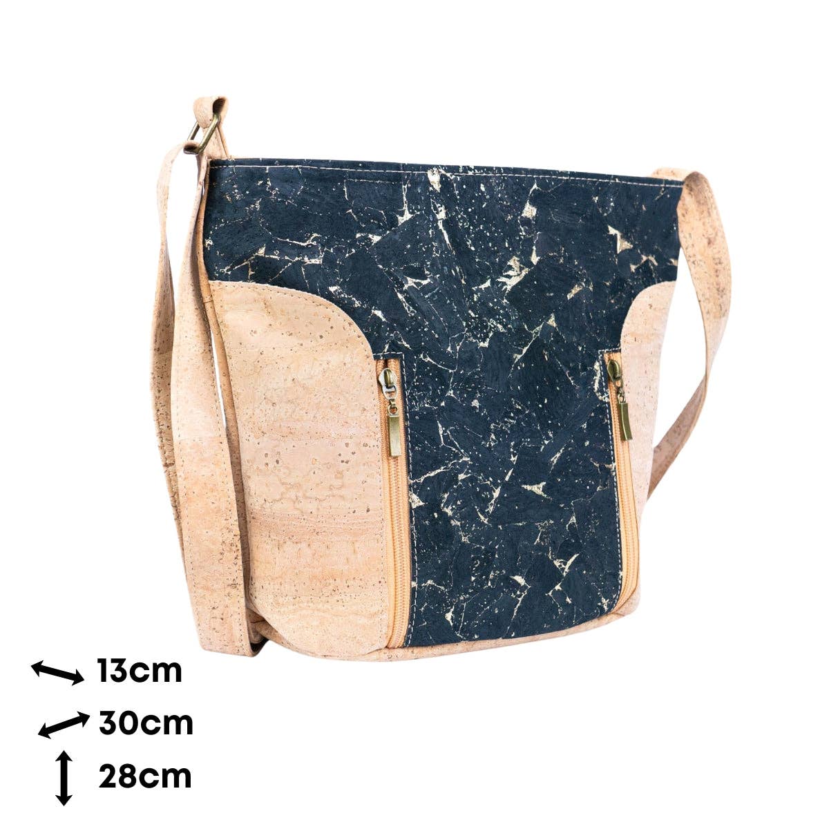 Cork Women's Crossbody Bag with Zippers