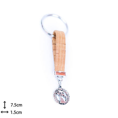 Kitten Pendant & colored Cork handmade keychains