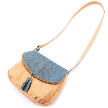 Natural cork with color tassel crossbody bag