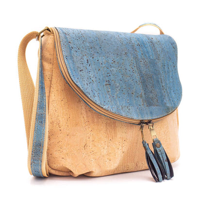 Natural cork with color tassel crossbody bag