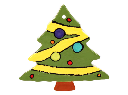 Hand Detailed Christmas Tree Ornament Bisqueware