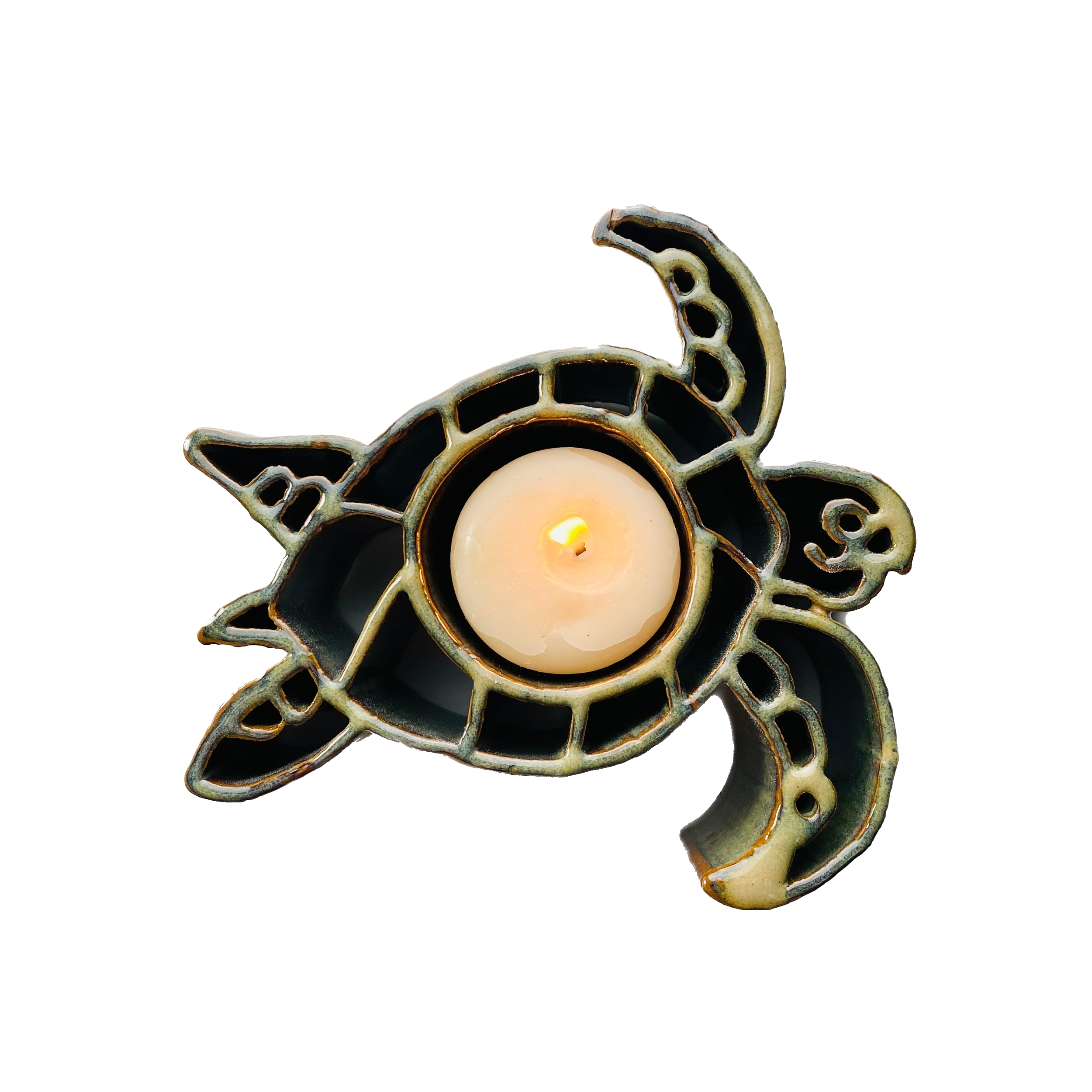 Sea Turtle CandlePot - Stoneware Pottery