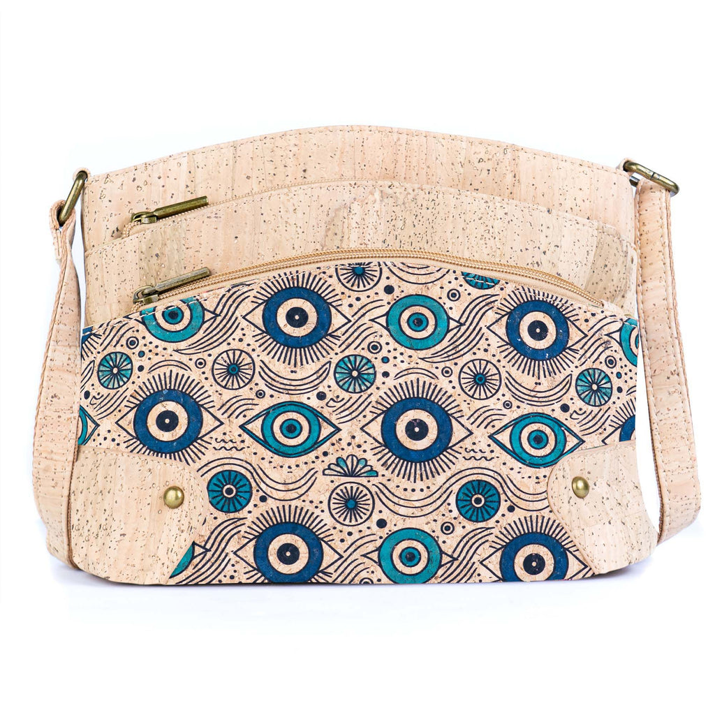 Multi-Pocket Cork Crossbody Bag with Adjustable Shoulder Strap