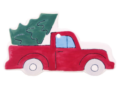 Hand Detailed Vintage Truck/Tree Ornament Bisqueware