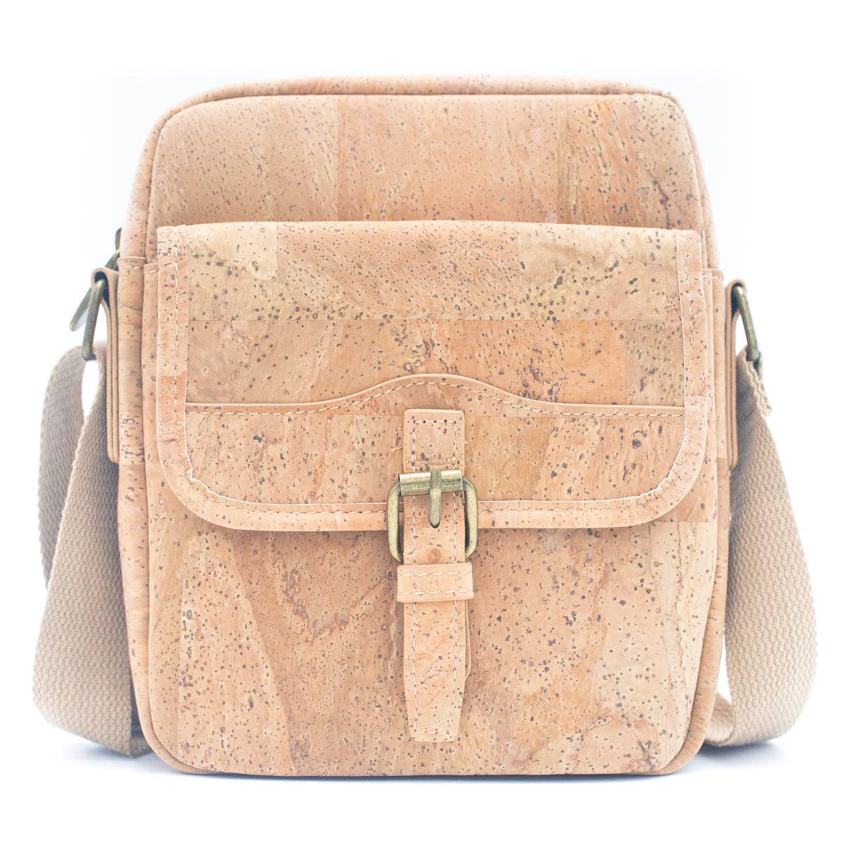 Natural Cork Men's Crossbody Bag Magnetic Closure