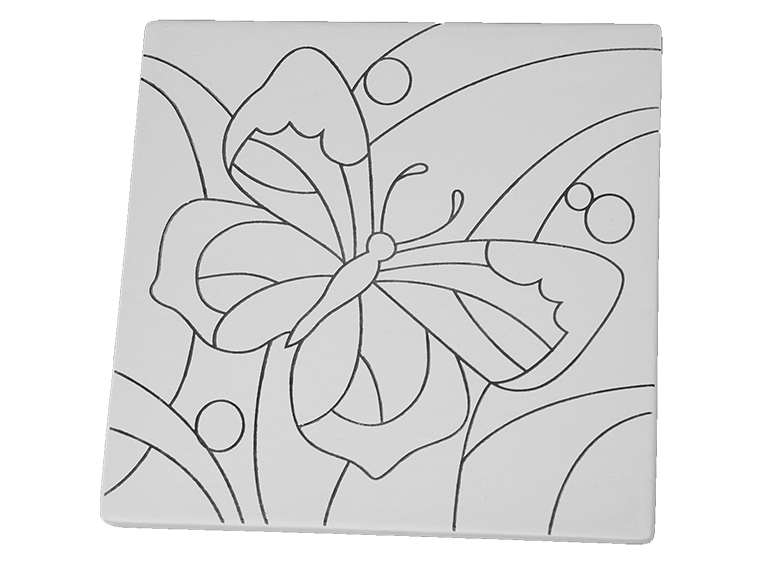 Garden Butterfly Party Tile Bisqueware