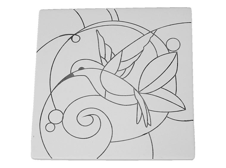 Hummingbird Party Tile Bisqueware