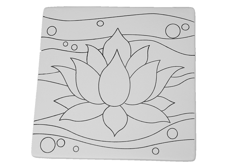 Lotus Flower Party Tile Bisqueware