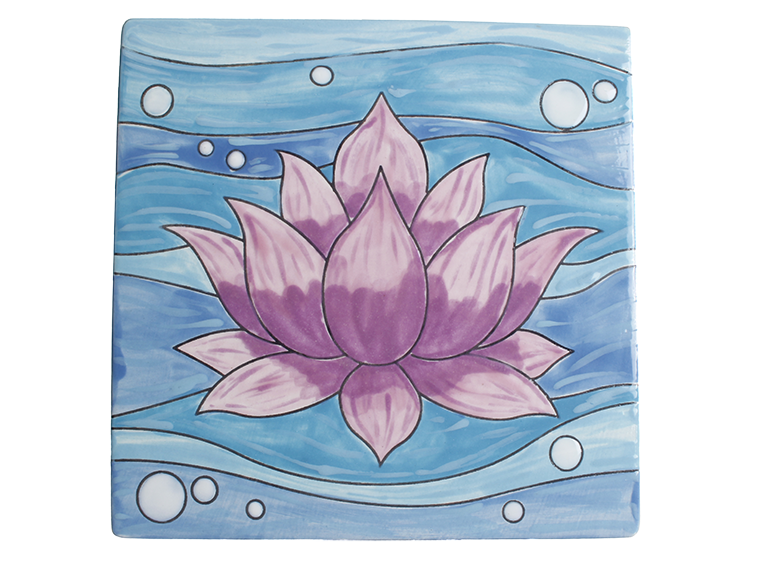 Lotus Flower Party Tile Bisqueware
