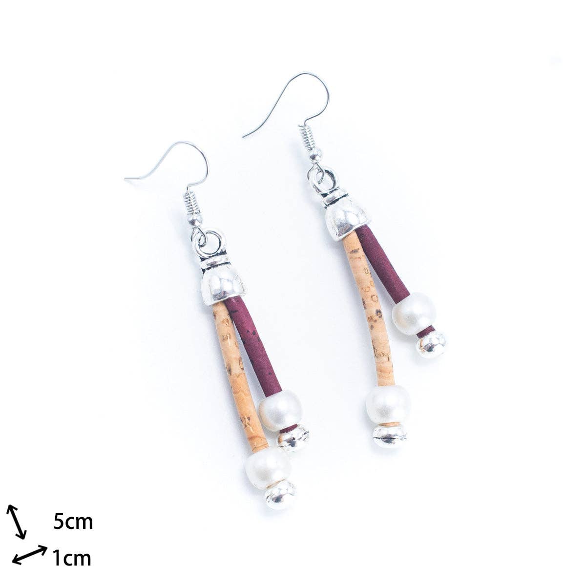 Dual color cork handmade earrings