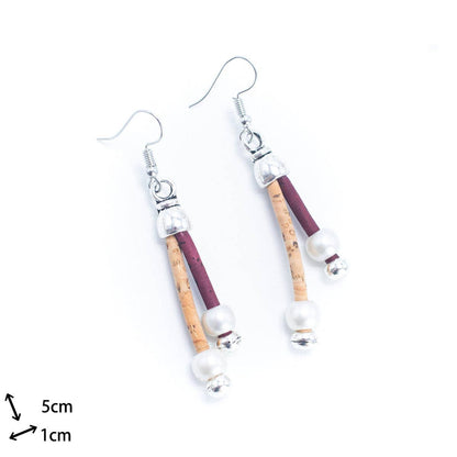 Dual color cork handmade earrings