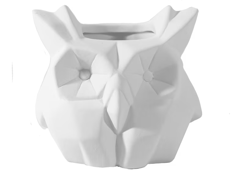 Faceted Owl Planter Bisqueware