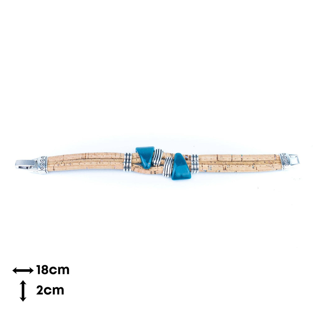 Ceramic Beads & Antique Silver Spacers Handmade Cork Bracelet