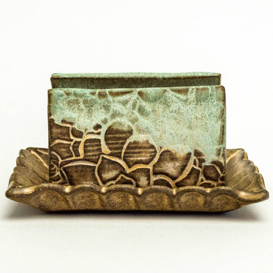 Green Succulent Pattern Ceramic Sponge Holder