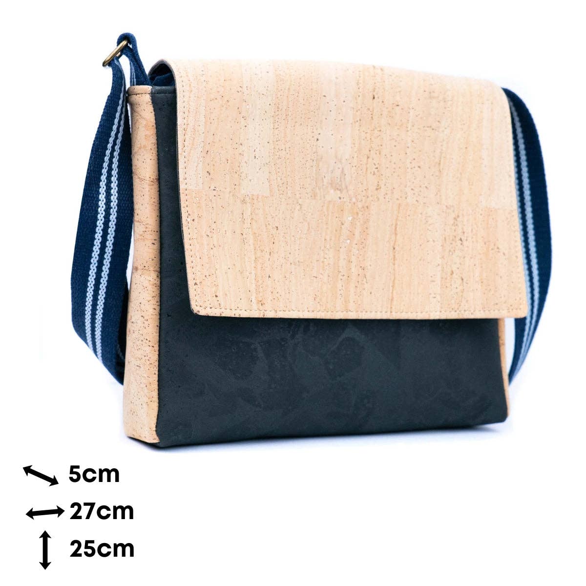Natural & Black Cork Crossbody Bag