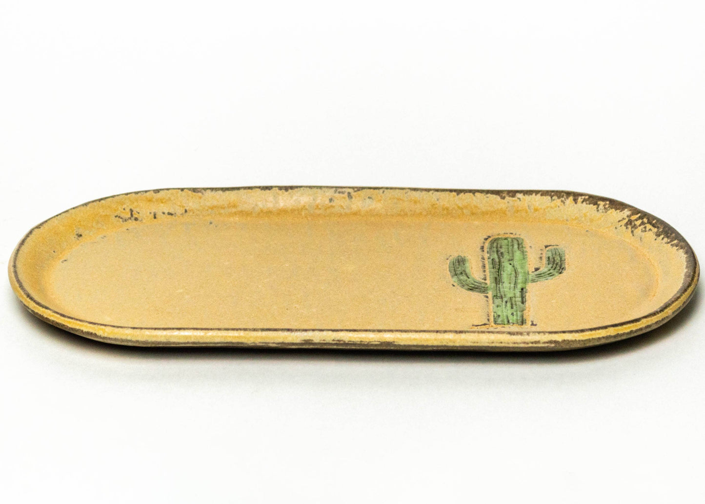 Saguaro Cactus Ceramic Beige Platter