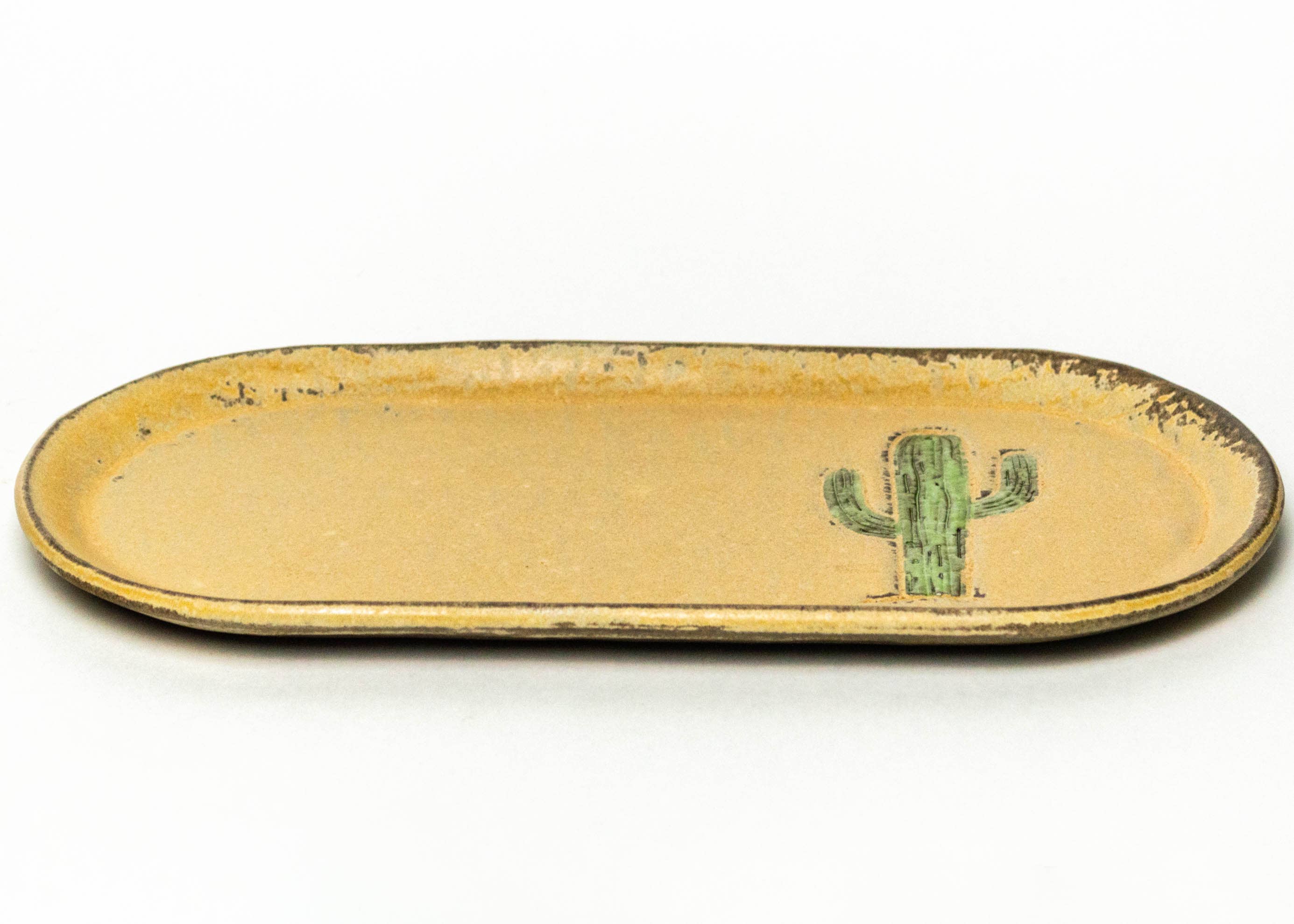 Saguaro Cactus Ceramic Beige Platter