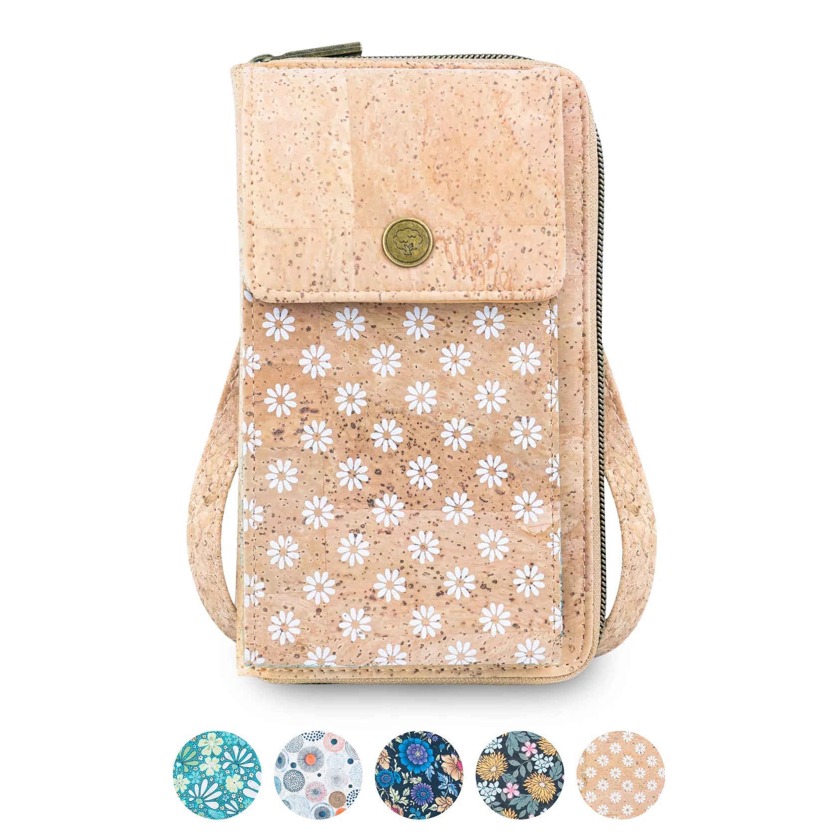 Cork Phone Crossbody Wallet – Floral Print