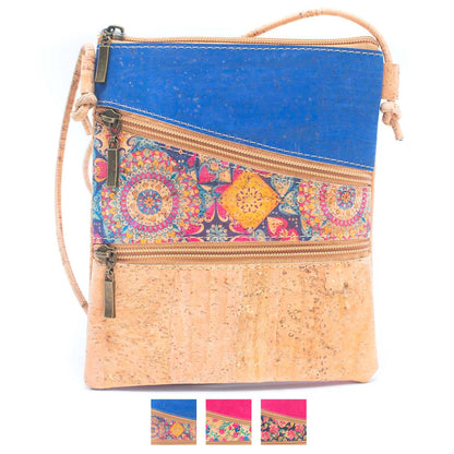 Cork Pattern stitching cork zipper crossbody bag