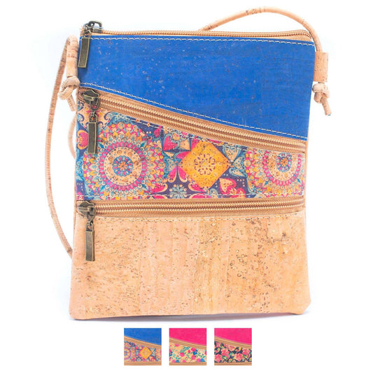 Cork Pattern stitching cork zipper crossbody bag