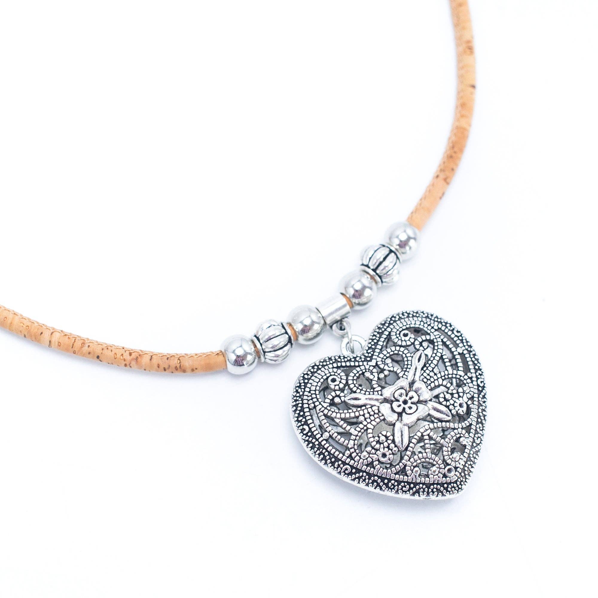 Heart pendant Colorful Cork Necklace cork  necklace